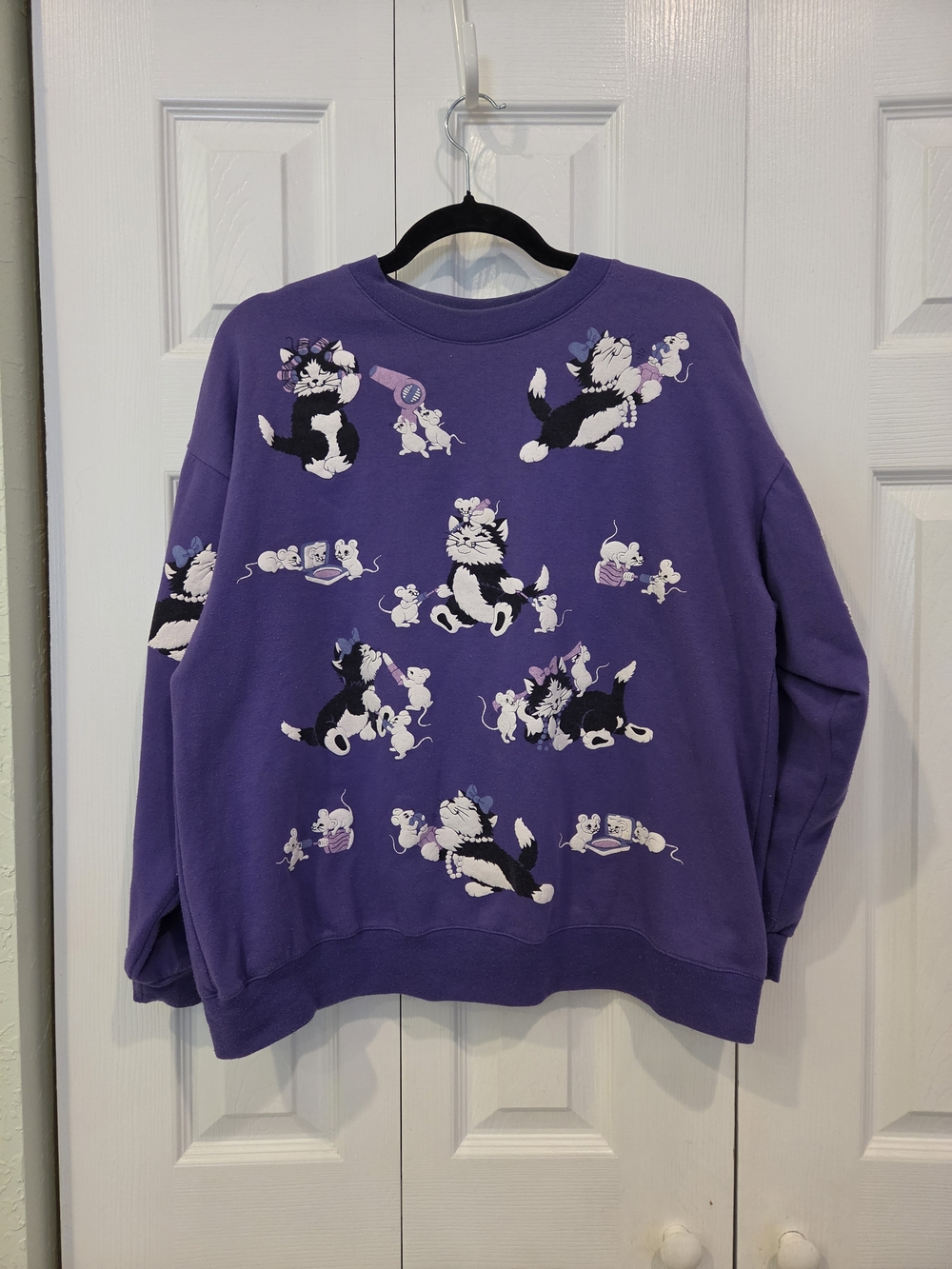 Rare Vintage 80s Spumani By Franco Cat And Mouse Salon Crewneck Sweatshirt